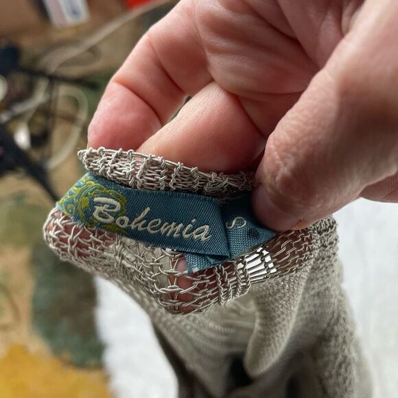 Bohemia Distressed Linen Blend Asymmetrical Scoop Neck Sweater - Picture 6 of 8